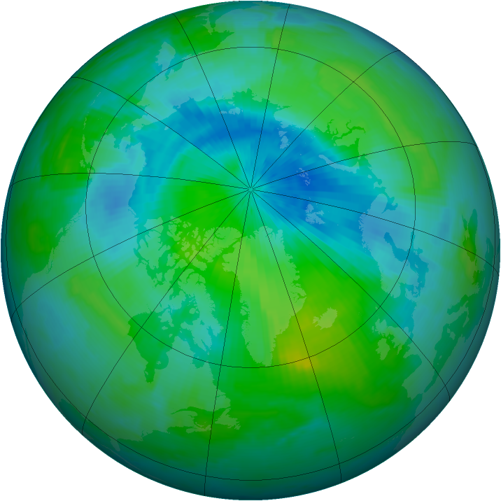 Arctic ozone map for 31 August 1997